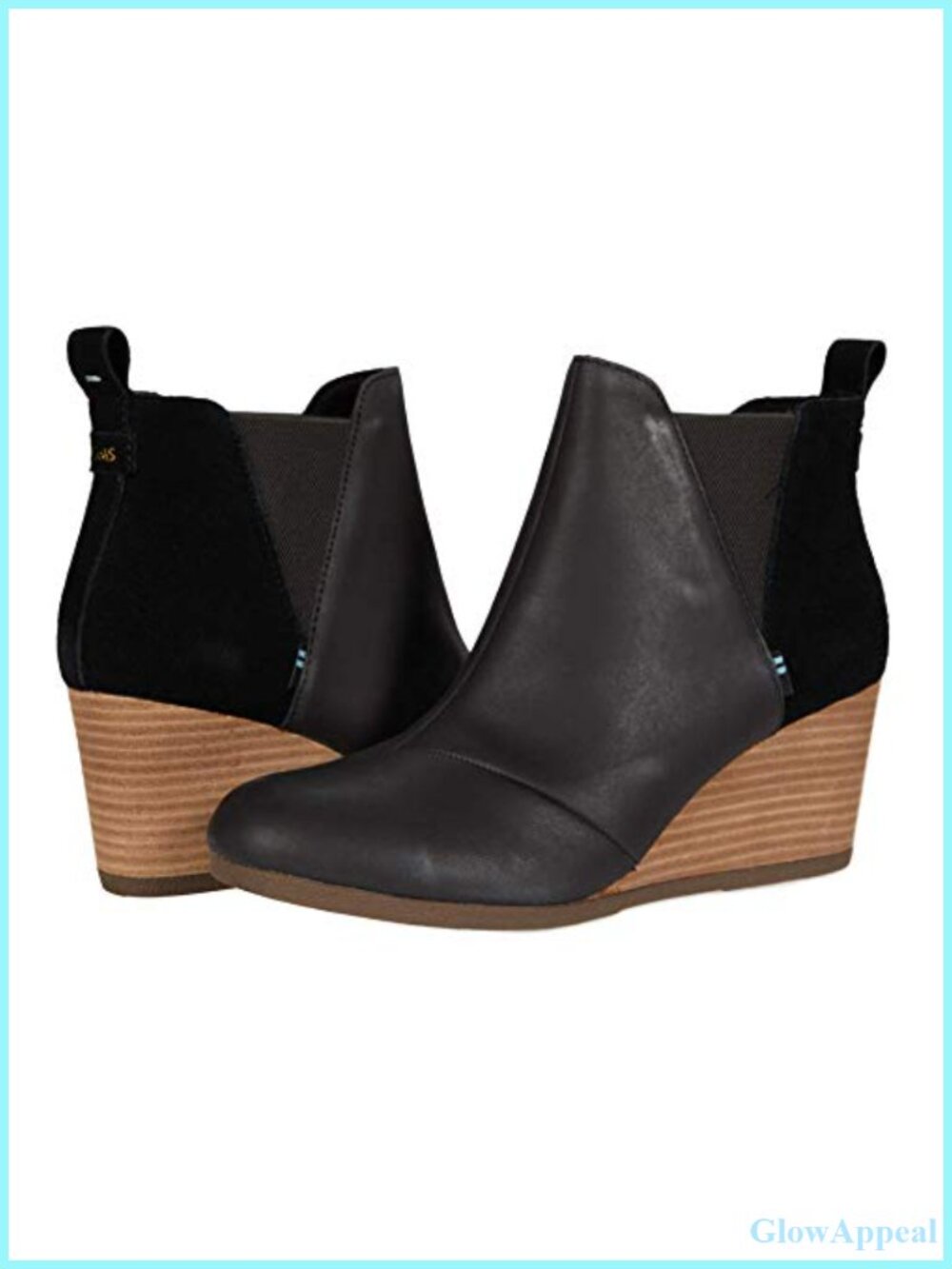 TOMS Kelsey Ankle Boot Leather Suede Wedge Bootie